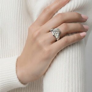 Trilliant Free Form CZ Ring Silver Plate Ring Size 10 1/2